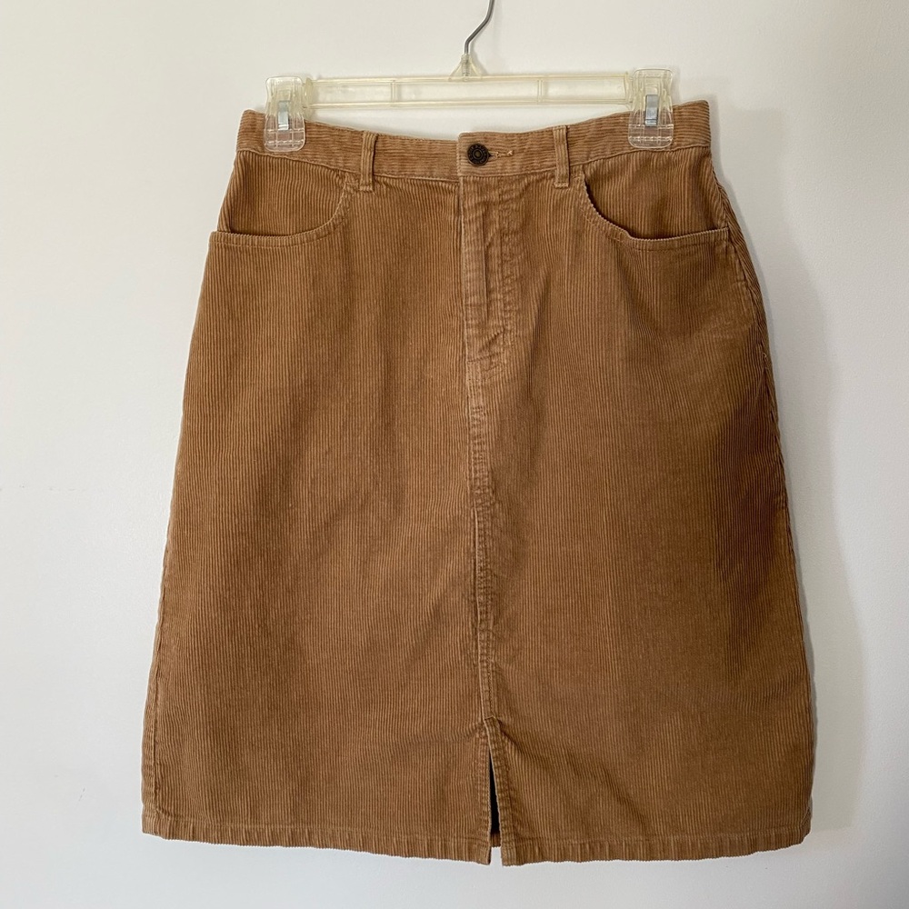 Eddie Bauer Tan Corduroy Pencil Skirt